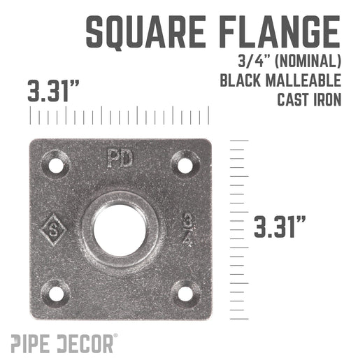 3/4 in. Black Square Floor Flange - Sweatfully