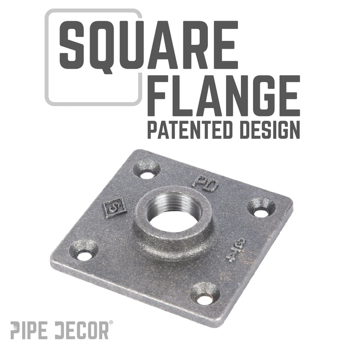 3/4 in. Black Square Floor Flange - Sweatfully