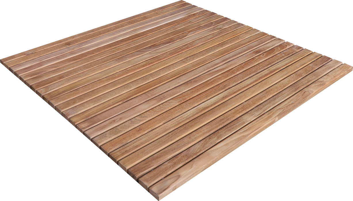 Sapporo Teak Shower and Bath String Mat with Rubber Footing 30″ x 30″ - Sweatfully