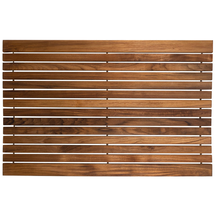 Belize Teak String Mat with Rubber Footing 31.4" x 19.6" - Sweatfully