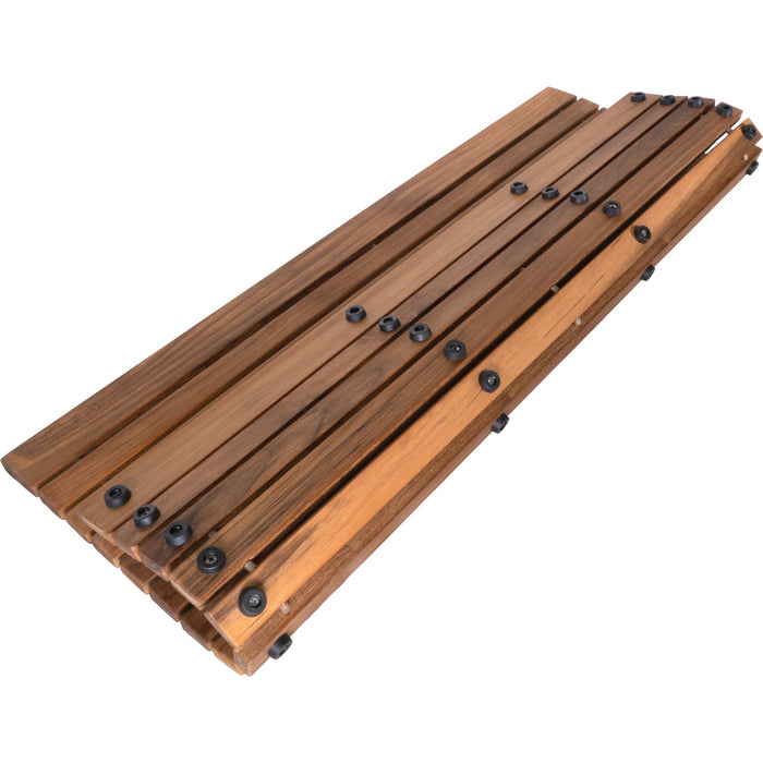 Belize Teak String Mat with Rubber Footing 31.4" x 19.6" - Sweatfully