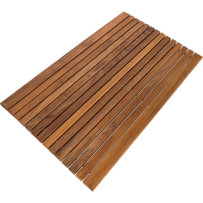 Belize Teak String Mat with Rubber Footing 31.4" x 19.6" - Sweatfully