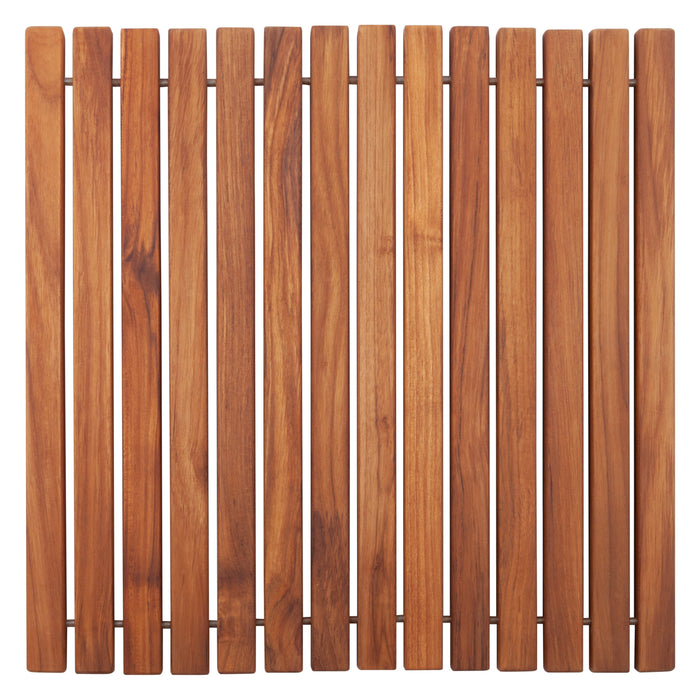 Bahama Teak Shower and Bath String Mat with Rubber Footing 19.6″ x 19.6″ - Sweatfully