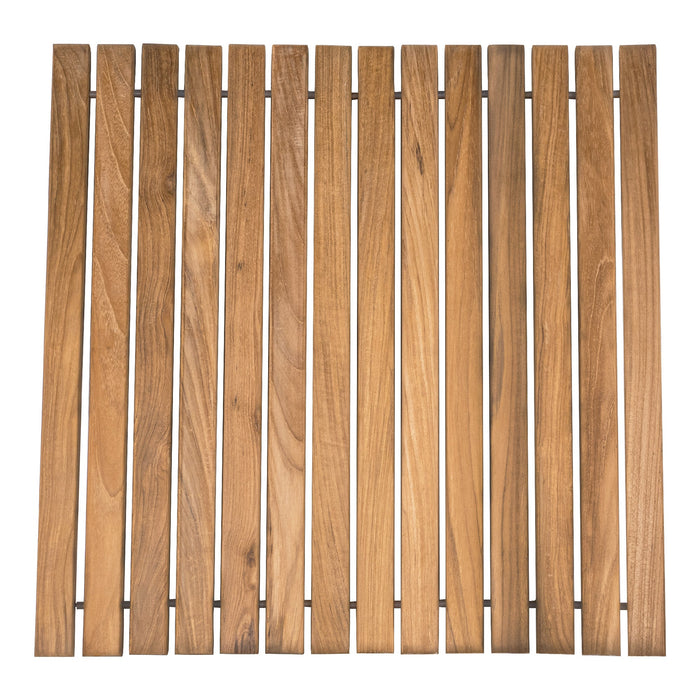 Bahama Teak Shower and Bath String Mat with Rubber Footing 19.6″ x 19.6″ - Sweatfully