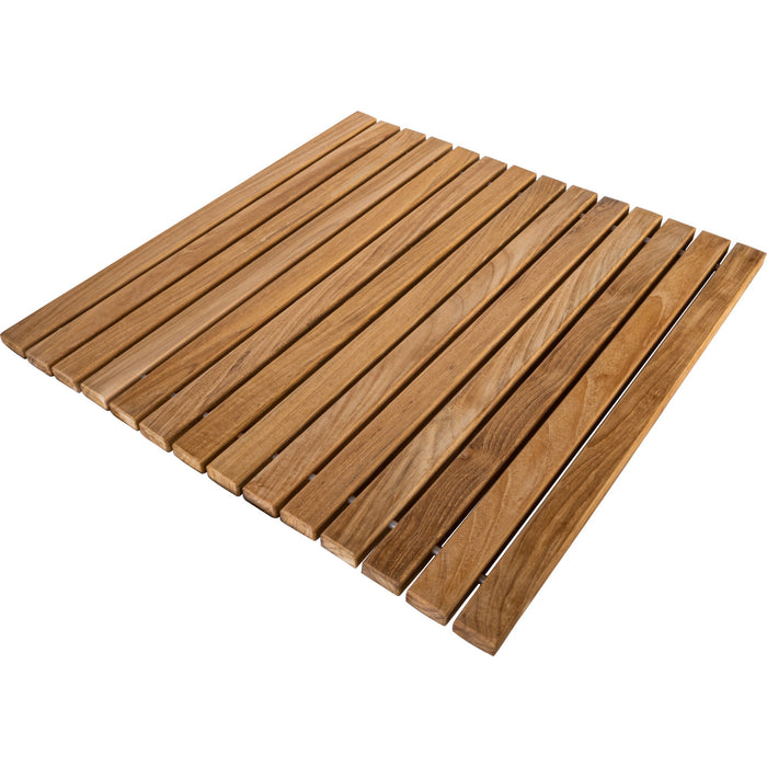 Bahama Teak Shower and Bath String Mat with Rubber Footing 19.6″ x 19.6″ - Sweatfully