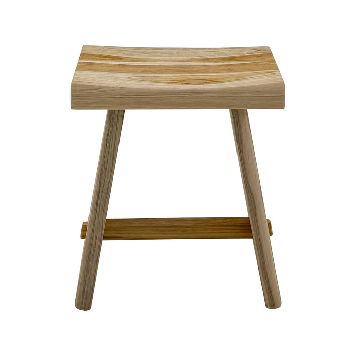 Salem Teak Shower and Bath Stool with Curved Seat - Sweatfully