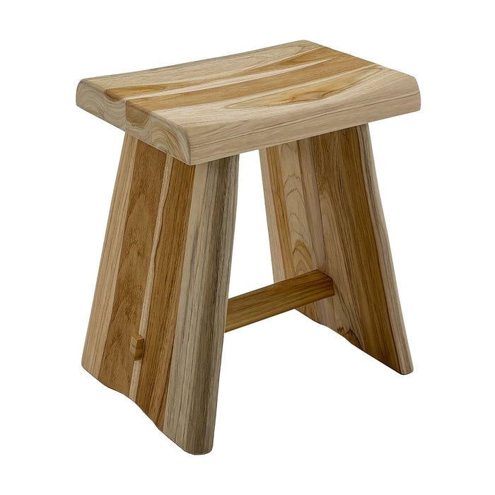 Salem Teak Shower and Bath Stool with Curved Seat - Sweatfully