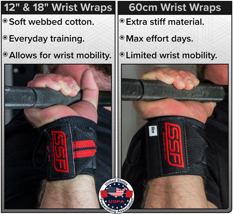 Heavy Duty Wrist Wraps (60cm, Black) - Sweatfully