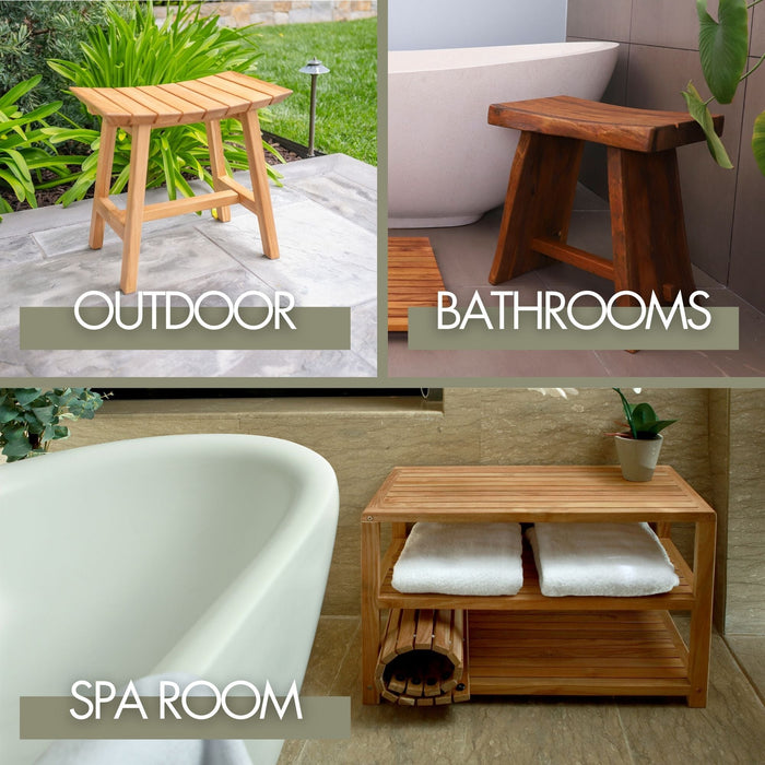 Cabo Natural Teak C Shaped Side Table - Sweatfully