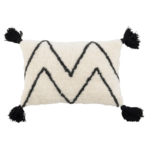 Chevron Wool Blend Tufted Lumbar Pillow - Sweatfully
