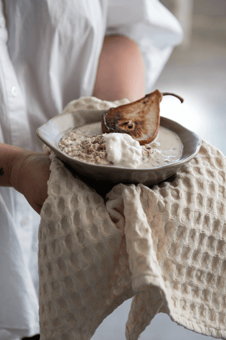 Stonewashed Cotton Waffle Weave Dish Cloths, Natural, Set of 3 - Sweatfully