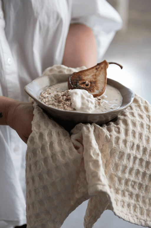 Stonewashed Cotton Waffle Weave Dish Cloths, Natural, Set of 3 - Sweatfully