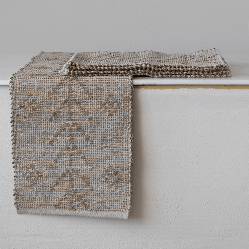 Two-Sided Hand-Woven Seagrass & Cotton Table Runner w/ Design - Sweatfully