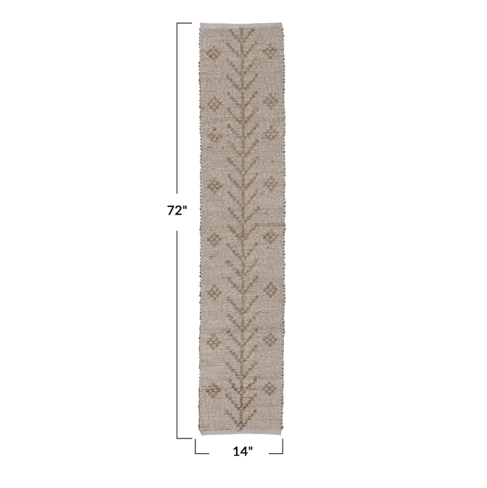 Two-Sided Hand-Woven Seagrass & Cotton Table Runner w/ Design - Sweatfully