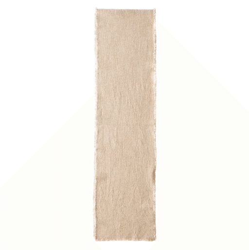 Linen Blend Table Runner with Frayed Edges - Sweatfully