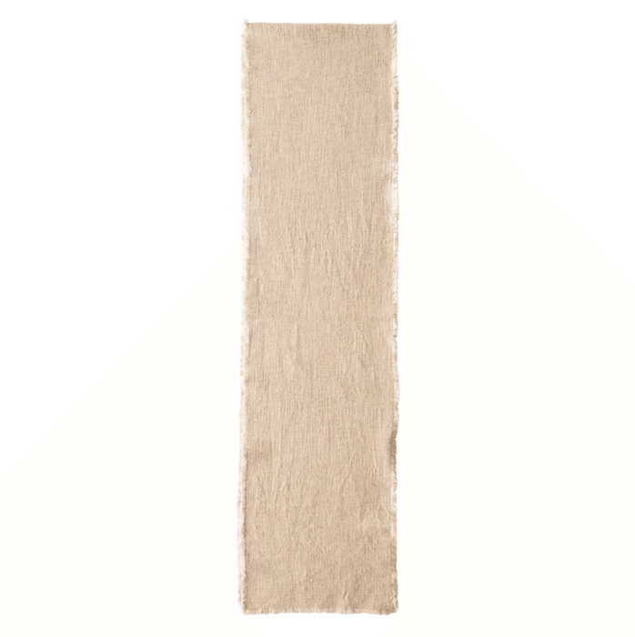 Linen Blend Table Runner with Frayed Edges - Sweatfully
