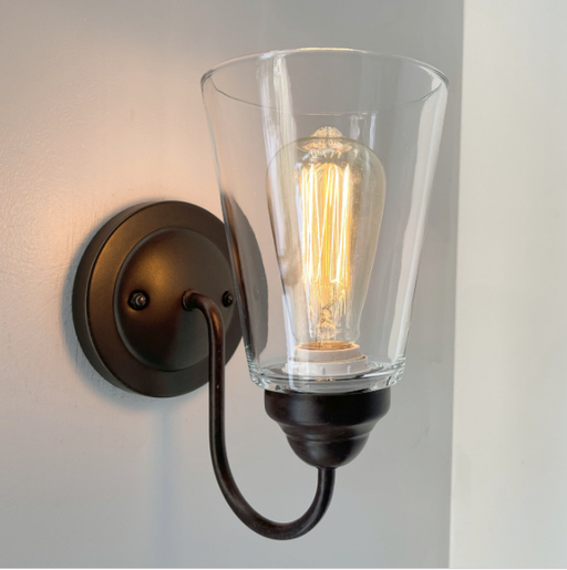 Heavy Modern Farmhouse Clear Glass Wall Sconce Light Fixture Shade - Sweatfully