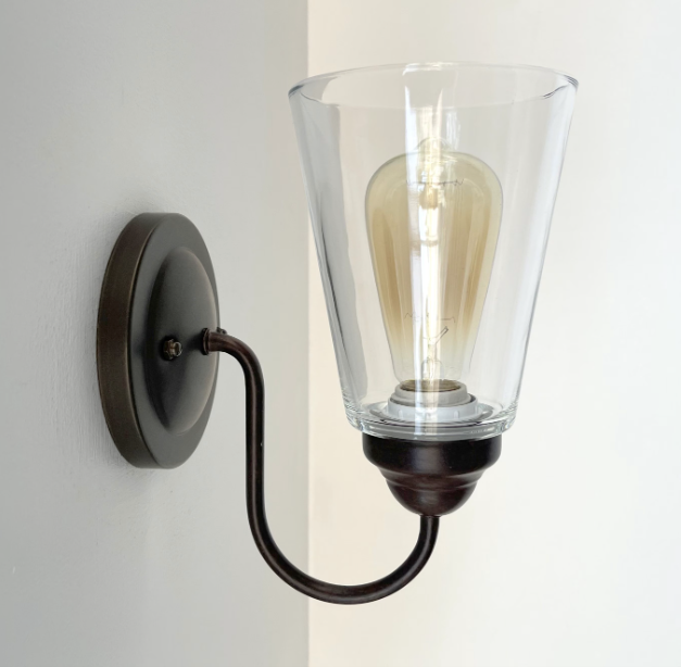 Heavy Modern Farmhouse Clear Glass Wall Sconce Light Fixture Shade - Sweatfully