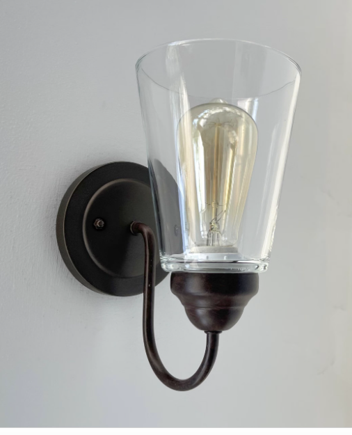 Heavy Modern Farmhouse Clear Glass Wall Sconce Light Fixture Shade - Sweatfully