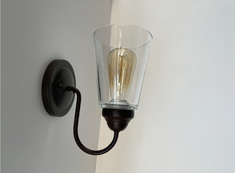Heavy Modern Farmhouse Clear Glass Wall Sconce Light Fixture Shade - Sweatfully