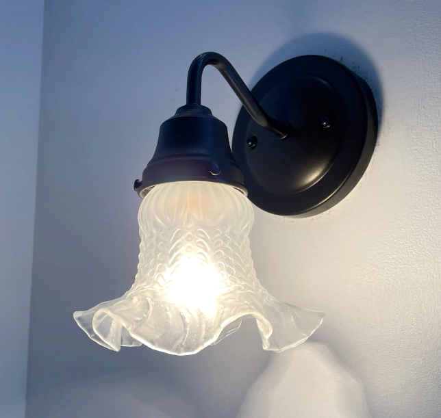 Antique Hobnail 1950's Frosted Glass Wall Sconce Light Fixture - Sweatfully