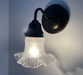 Antique Hobnail 1950's Frosted Glass Wall Sconce Light Fixture - Sweatfully