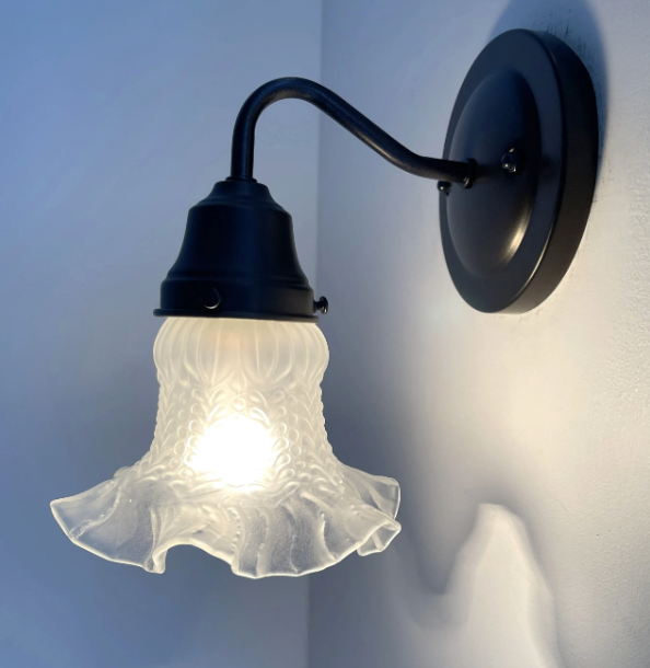 Antique Hobnail 1950's Frosted Glass Wall Sconce Light Fixture - Sweatfully