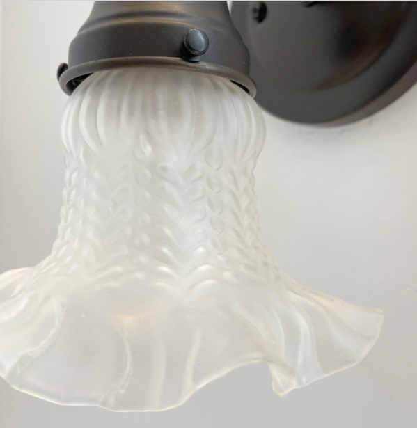 Antique Hobnail 1950's Frosted Glass Wall Sconce Light Fixture - Sweatfully