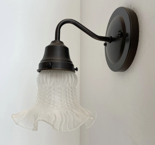 Antique Hobnail 1950's Frosted Glass Wall Sconce Light Fixture - Sweatfully