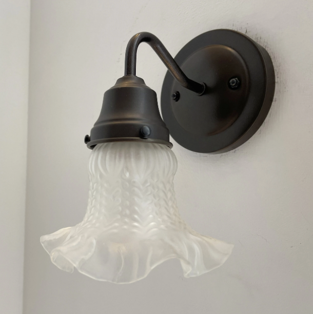 Antique Hobnail 1950's Frosted Glass Wall Sconce Light Fixture - Sweatfully
