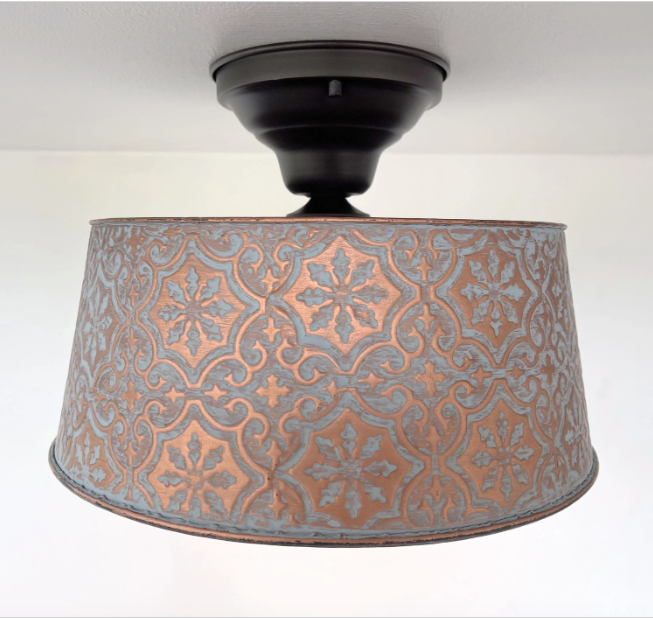 Ornate Copper Farmhouse Ceiling Light - 4 Bulb - Sweatfully