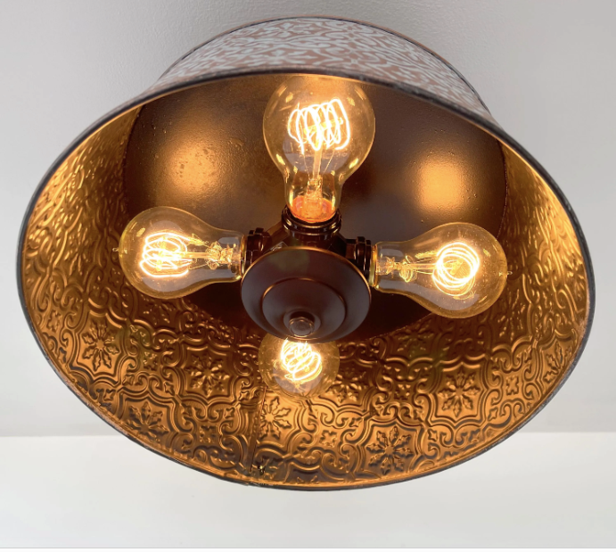 Ornate Copper Farmhouse Ceiling Light - 4 Bulb - Sweatfully