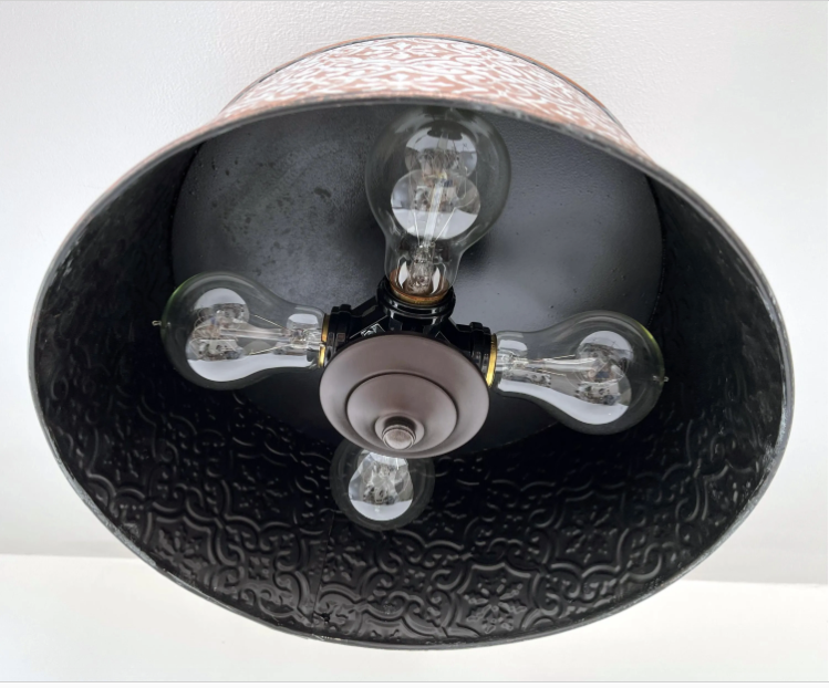 Ornate Copper Farmhouse Ceiling Light - 4 Bulb - Sweatfully