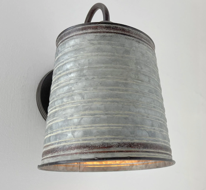Corrugated Rustic Barn Metal Farmhouse Wall Light Fixture - Sweatfully