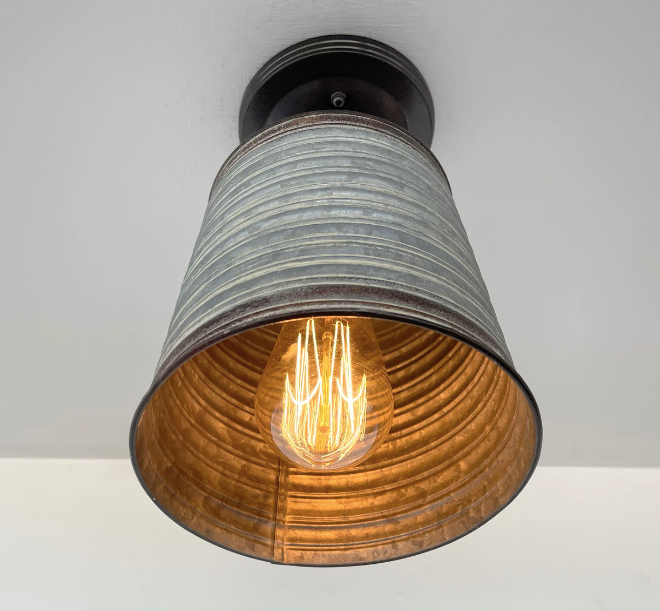 Corrugated Barn Metal Galvanized Rustic Pendant Light - Sweatfully