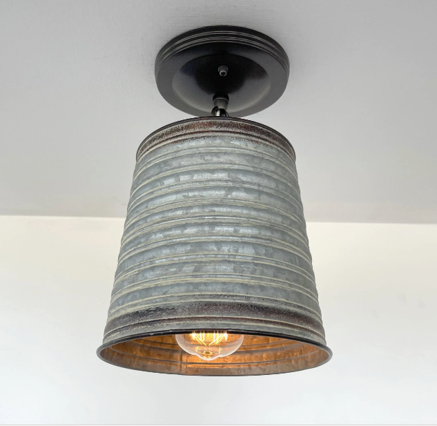 Corrugated Barn Metal Galvanized Rustic Pendant Light - Sweatfully