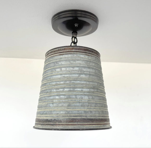 Corrugated Barn Metal Galvanized Rustic Pendant Light - Sweatfully