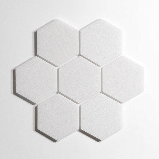 Crystal White 5" Honed Hexagon Marble Tile - Sweatfully