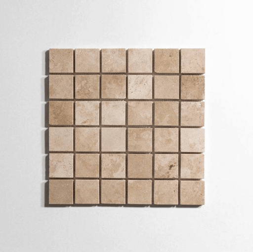 Durango 2" x 2" Tumbled Mosaic Marble Tile - Sweatfully