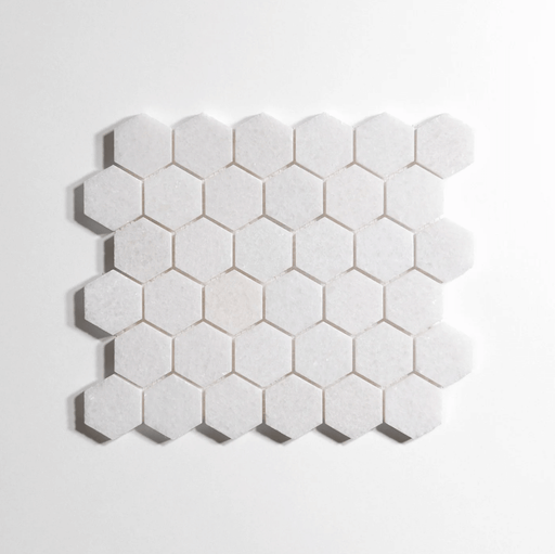 Crystal White Polished Hexagon Mosaic Marble Tile - Sweatfully