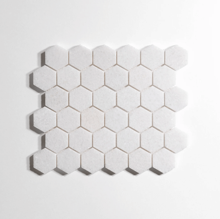 Crystal White Polished Hexagon Mosaic Marble Tile - Sweatfully