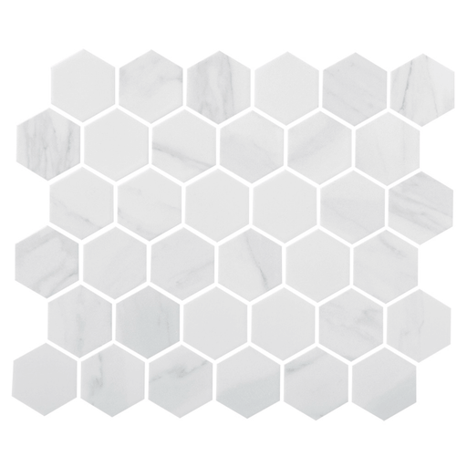 Casablanca Carrara Marble Honeycomb 2" Hexagon Mosaic - Sweatfully