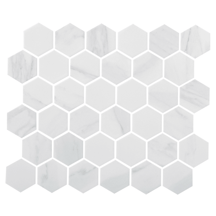 Casablanca Carrara Marble Honeycomb 2" Hexagon Mosaic - Sweatfully