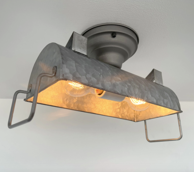 INDUSTRIAL GALVANIZED Ceiling Light Fixture - Sweatfully