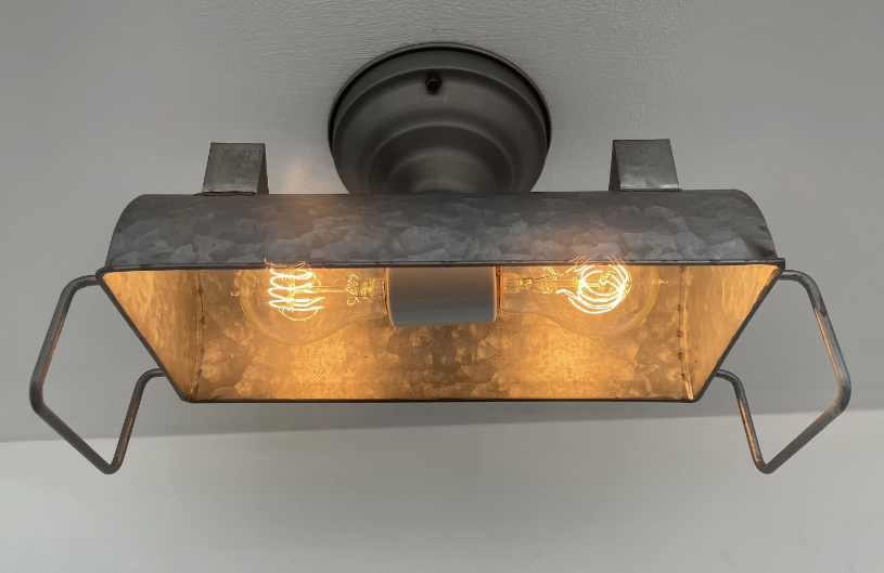 INDUSTRIAL GALVANIZED Ceiling Light Fixture - Sweatfully