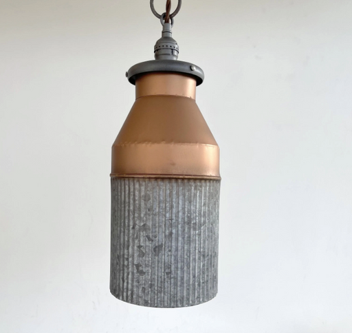 Rustic COPPER Farmhouse MILK CAN Barn Pendant Light Fixture - Sweatfully