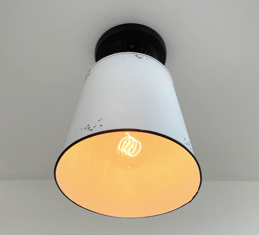 Farmhouse White Barn Metal Distressed Ceiling Light Fixture - Sweatfully