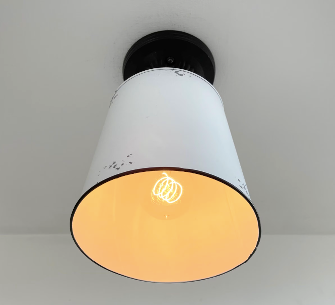 Farmhouse White Barn Metal Distressed Ceiling Light Fixture - Sweatfully