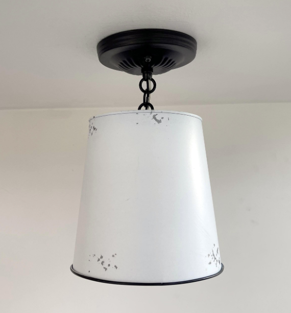 Farmhouse White Barn Metal Distressed Ceiling Light Fixture - Sweatfully