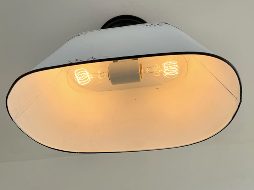 Farmhouse White Distressed Oval Duo Ceiling Light Fixture - Sweatfully